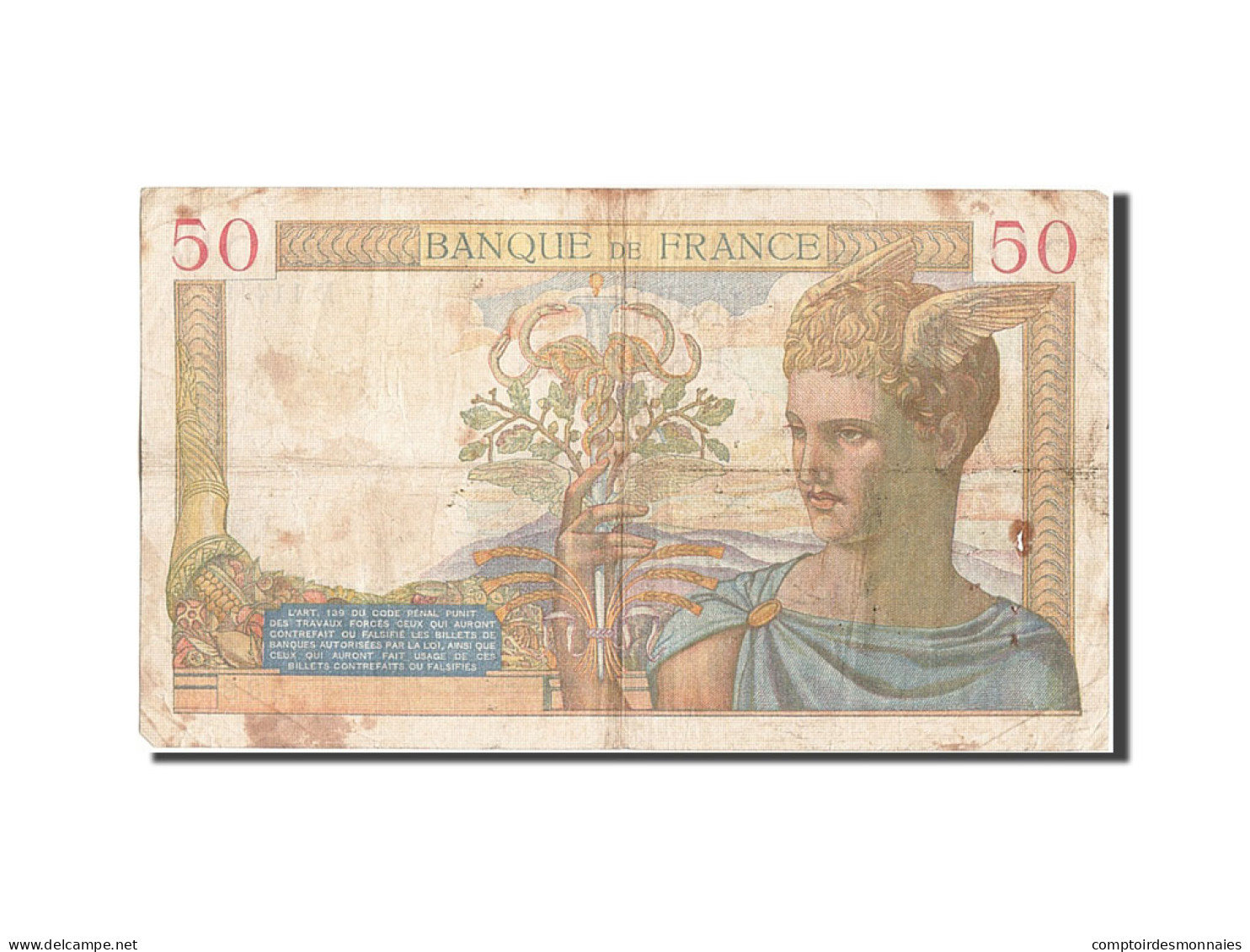 Billet, France, 50 Francs, 50 F 1934-1940 ''Cérès'', 1939, 1939-11-09, TB - 50 F 1934-1940 ''Cérès''