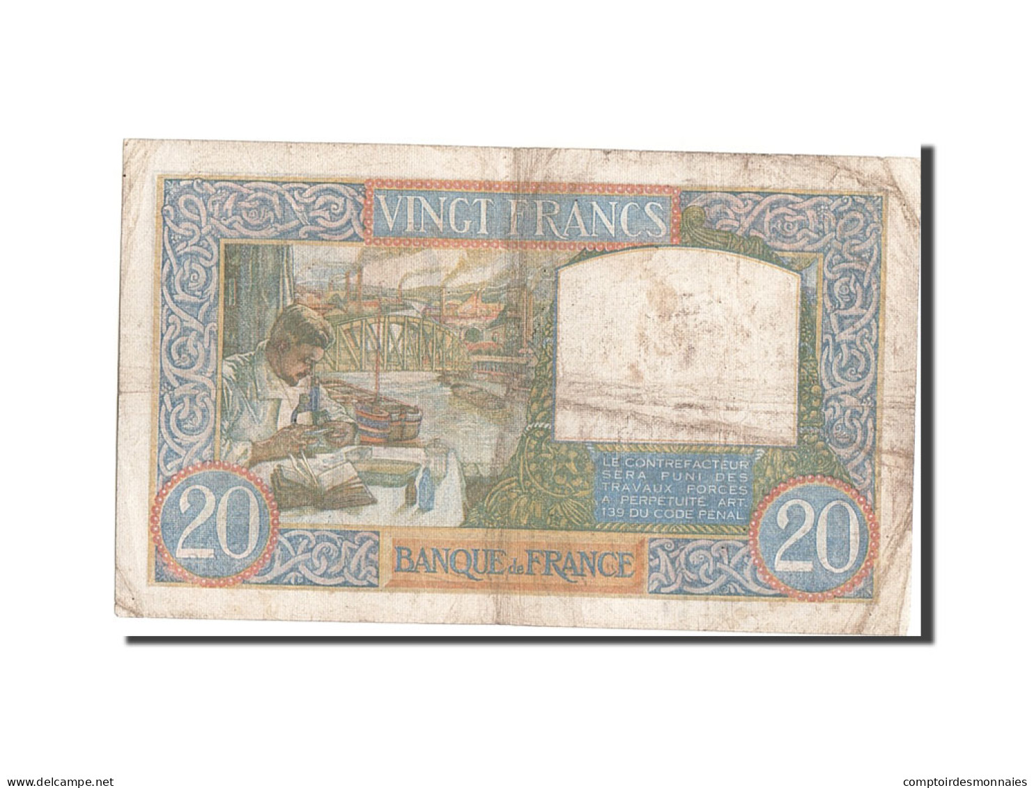 Billet, France, 20 Francs, 20 F 1939-1942 ''Science Et Travail'', 1940 - 20 F 1939-1942 ''Science Et Travail''