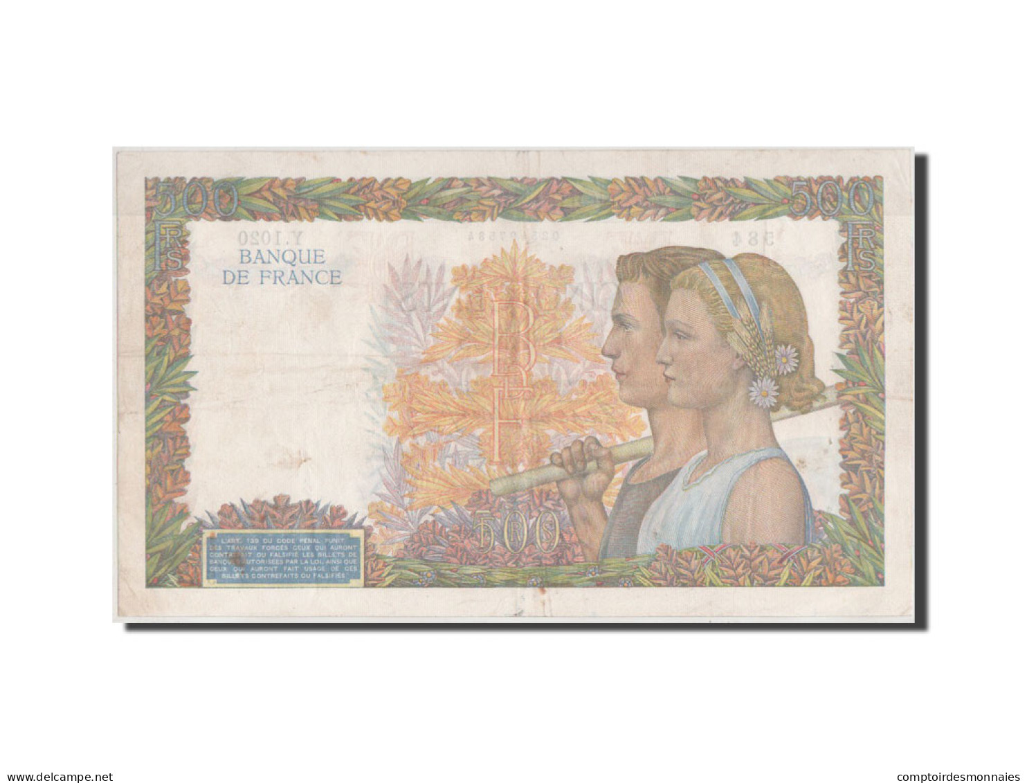 Billet, France, 500 Francs, 500 F 1940-1944 ''La Paix'', 1940, SUP - 500 F 1940-1944 ''La Paix''