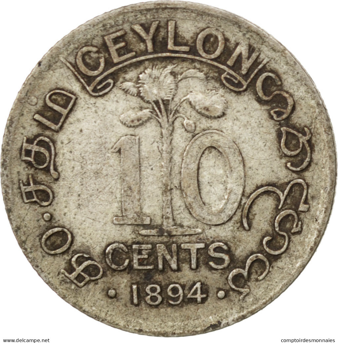 Monnaie, Ceylon, Victoria, 10 Cents, 1894, TTB, Argent, KM:94 - Sri Lanka