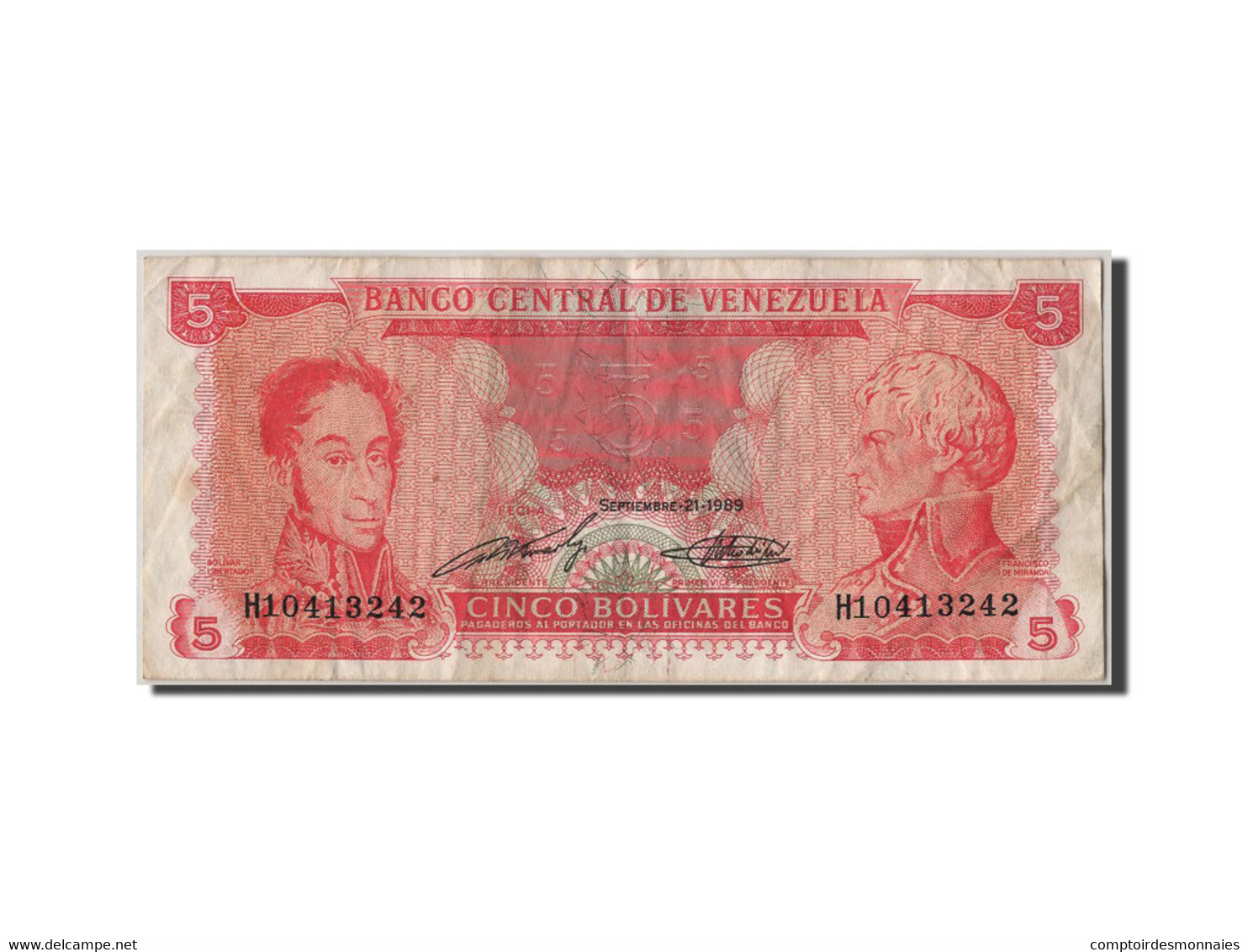 Billet, Venezuela, 5 Bolivares, 1989, 1989-09-21, TTB - Venezuela