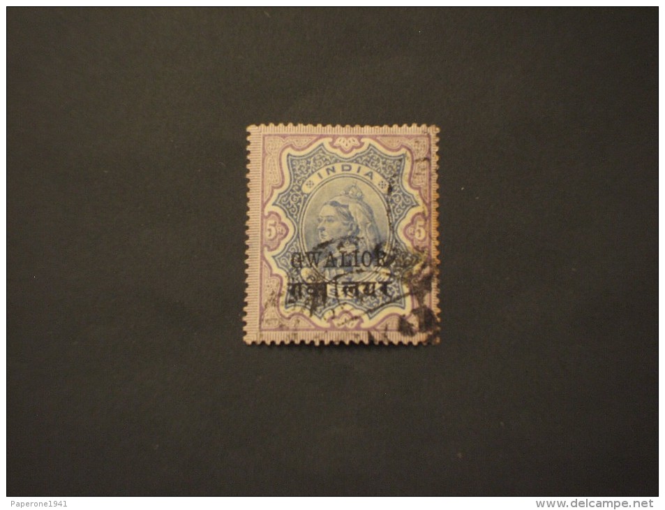 GWALIOR - 1886/900 REGINA 5 R. - TIMBRATO/USED - Gwalior