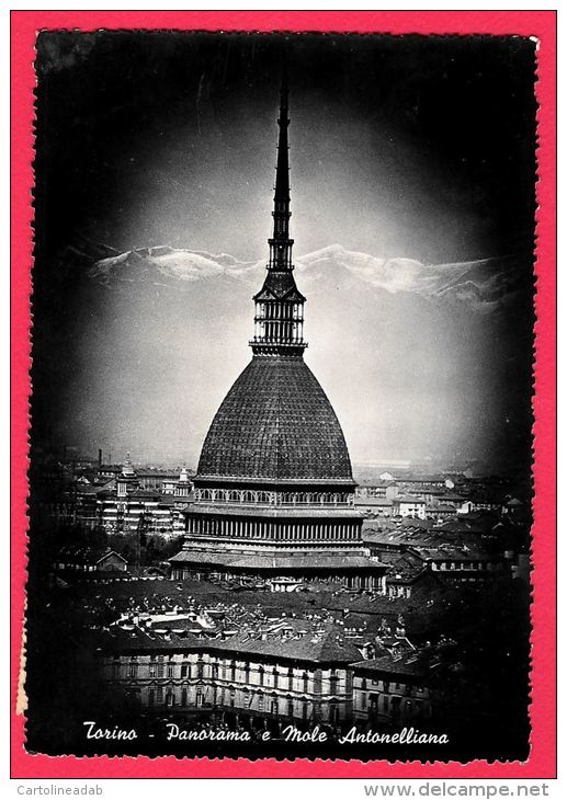 [DC5494] CARTOLINA - TORINO - PANORAMA E MOLE ANTONELLIANA - Viaggiata 1951 - Old Postcard - Mole Antonelliana