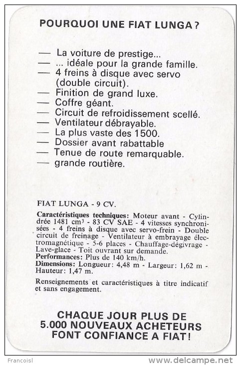 Pourquoi Une FIAT Lunga ? Publicité Et Caractéristiques Techniques Vers 1965. - Autos