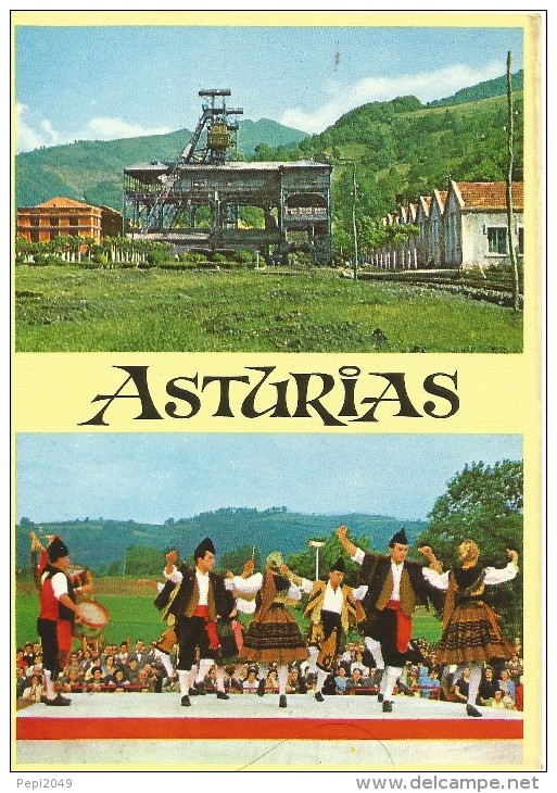 PR1659 - POSTAL - ASTURIAS - POZO MINERO Y BAILE TIPICO - Asturias (Oviedo)