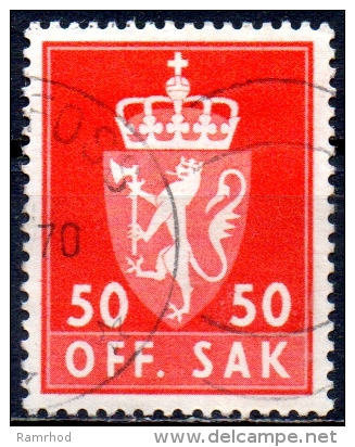 NORWAY 1955 Official - Arms -  50ore - Red  FU - Oficiales