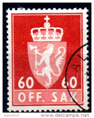 NORWAY 1955 Official - Arms -  60ore - Red  FU - Oficiales