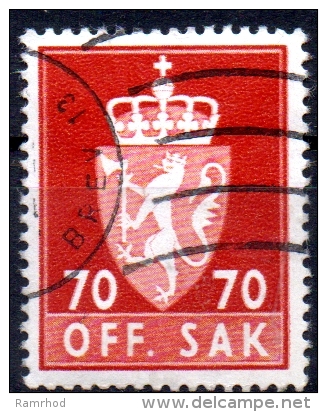 NORWAY 1955 Official - Arms -  70ore - Red  FU - Oficiales