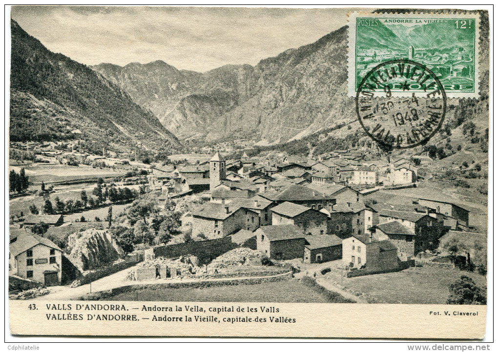 ANDORRE CARTE MAXIMUM DU N°130  12F. ANDORRE LA VIEILLE OBLITERATION 30-4-1948 ANDORRE LA VIEILLE - Maximumkarten (MC)