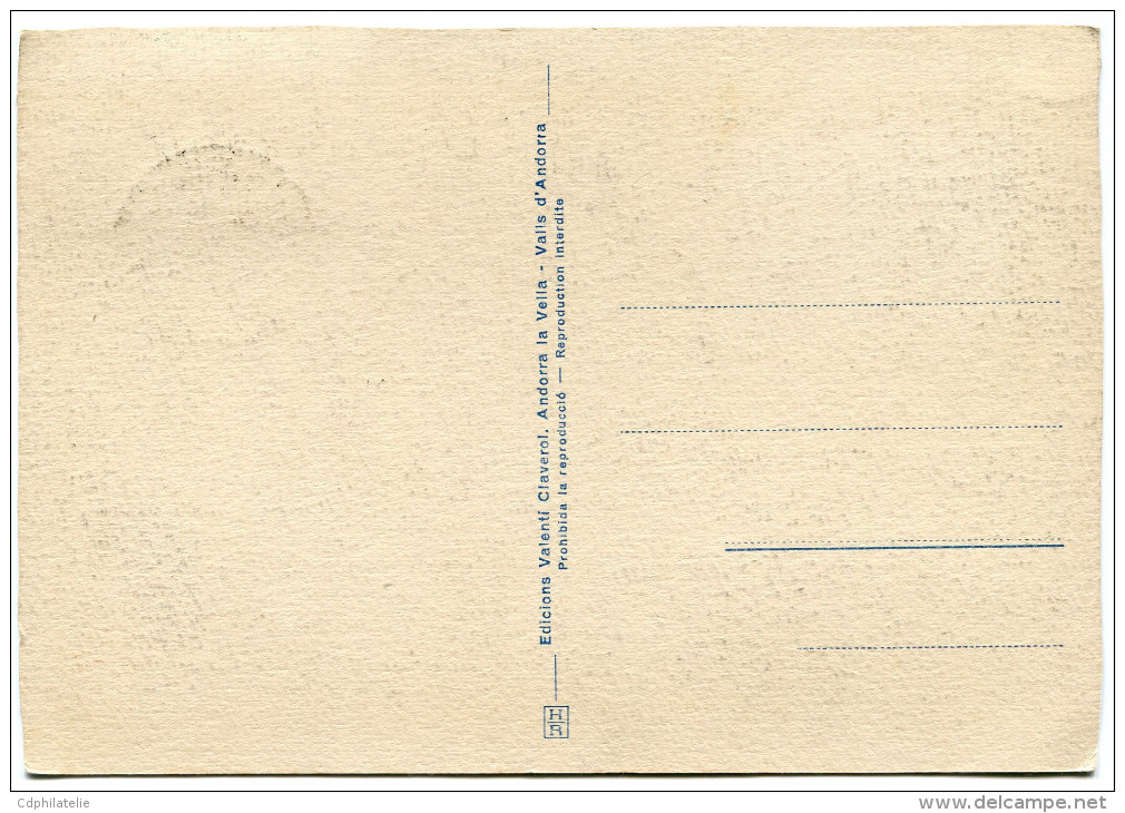 ANDORRE CARTE MAXIMUM DU N°130  12F. ANDORRE LA VIEILLE OBLITERATION 30-4-1948 ANDORRE LA VIEILLE - Cartes-Maximum (CM)