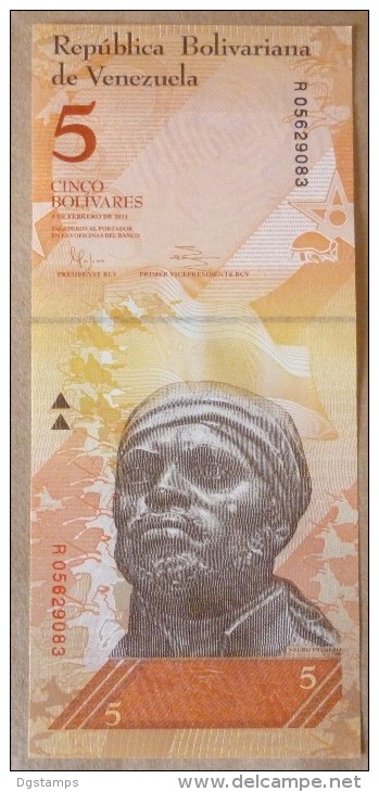 Venezuela 2011 UNC. CINCO Bolivares. NEGRO PRIMERO. Cuspon. 2 Scan. See Description. - Venezuela