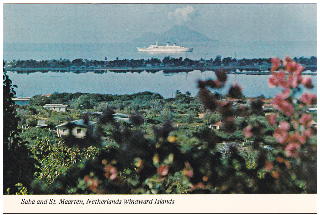 SABA AND ST. MAARTEN, Netherland Antilles, 1950-1970's; Netherlands Windward Islands, Cruise Ship - Saba