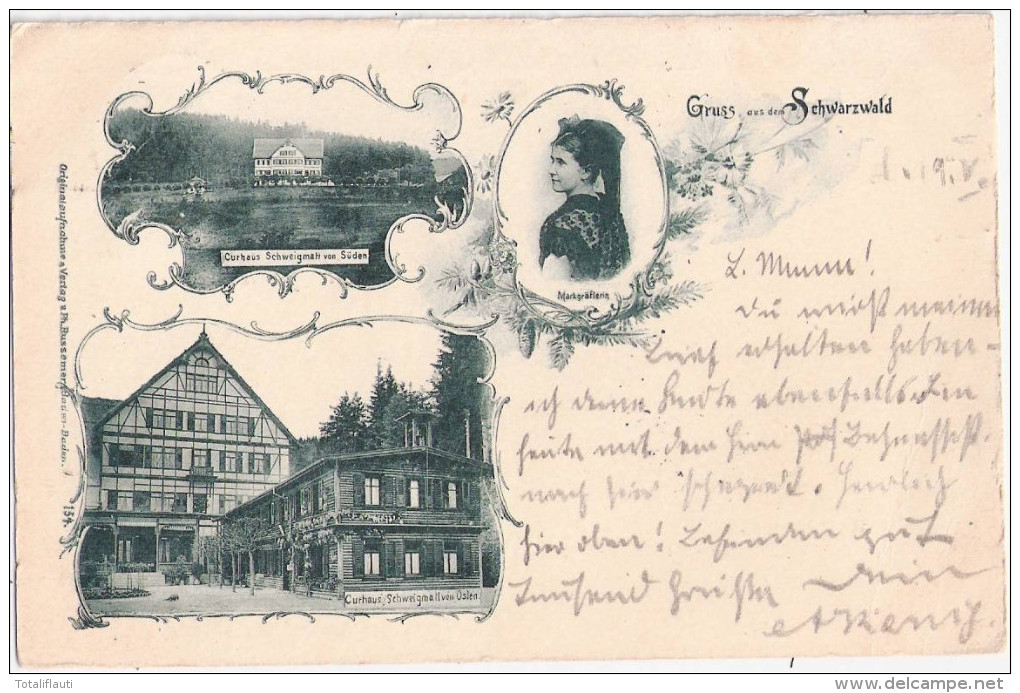 Gruss Aus Dem Schwarzwald SCHWEIGMATT Curhaus Von Süden Und Osten Schopfheim 20.5.1901 Gelaufen - Schopfheim