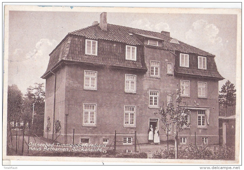 Ostseebad TIMMENDORFER STRAND Haus Bethanien Rückansicht Personal 14.8.1927 Gelaufen - Timmendorfer Strand