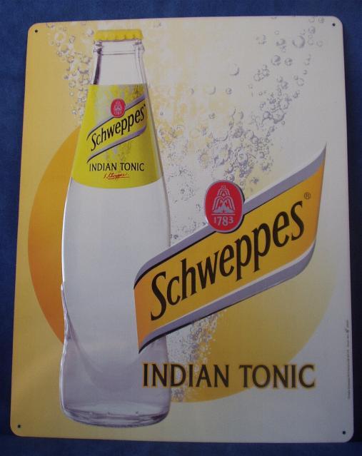 Plaque Métal "SCHWEPPES" Indian Tonic - Tin Signs (after1960)