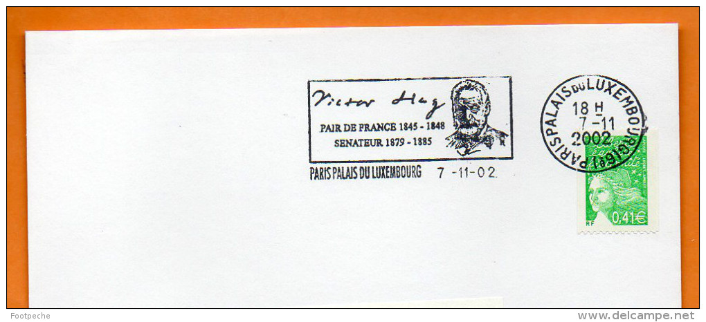 PARIS    VICTOR HUGO  PAIR DE FRANCE SENATEUR   7 / 11 / 2002   Lettre Entière N° L 162 - Mechanical Postmarks (Advertisement)