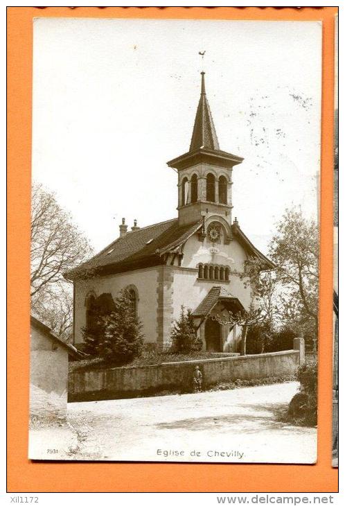 FRV-23 Eglise De Chevilly, Près Cossonay, Chapelle. Cachets La Sarraz Et Froideville 1920 - Cossonay