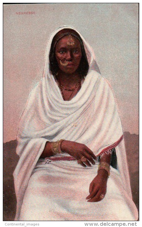 CPA CHROMOLITHO./ "NEGRESSE"/ TRES BELLE FEMME ORNEE DE BIJOUX/U.P.U./Référence 5460 - Afrika