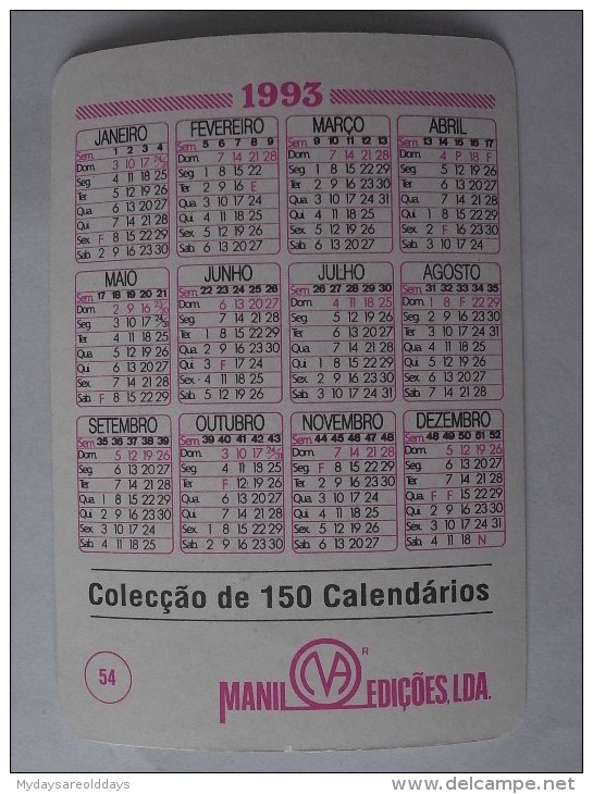 1 CALENDAR CALENDARIO CALENDRIER SMALL - PORTUGAL AMIZADE E ALEGRIA - Tamaño Pequeño : 1991-00