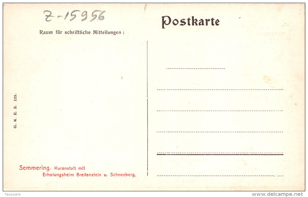 Z15956 Austria Semmering Sanatorium With Rest House Breitenstein Schneeberg Mountains - Semmering