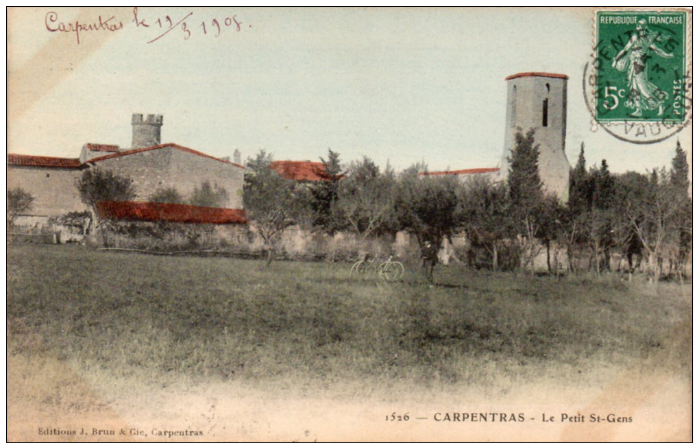 CARPENTRAS ( Vaucluse ) -  LE PETIT SAINT-GENS -  1908 -  Dos Simple - Carpentras