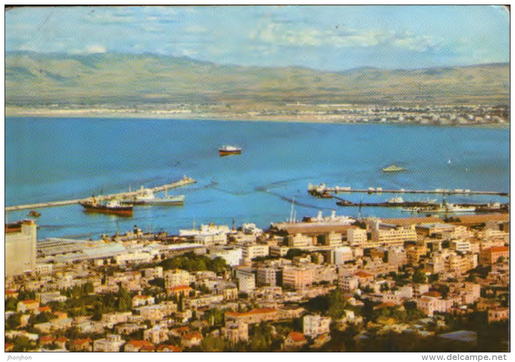 Israel -Postcard Circulated In 1977 - Haifa -The Harbourquarter ( Stamp With Chess Olympiad 1976) - 2/scans - Echecs