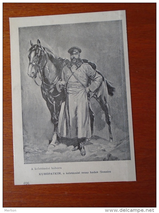 Russo-Japanese War -  General  Kuropatkin - Russia  -horse Pferd Cheval  1904- Hungarian Print  S0236 - Historical Documents