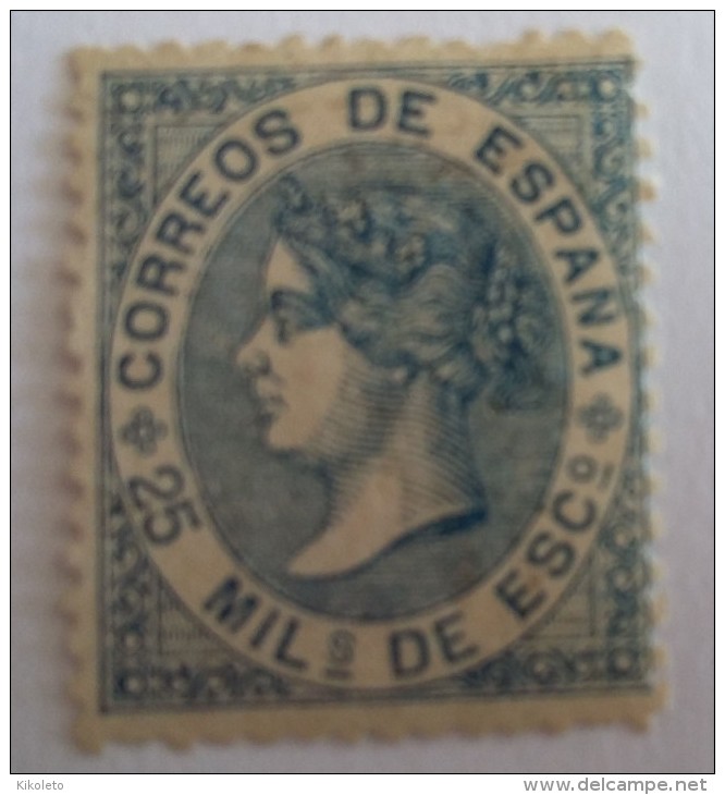 ESPAÑA AÑO 1866 EDIFIL Nº 87 * MH - NUEVO CON SEÑAL FIJASELLOS - ISABEL II - 2cu  (CASTAÑO) - Nuovi