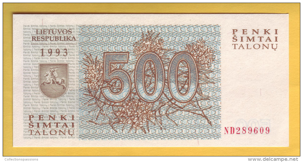 LITUANIE - Billet De 500 Talonu. (Loups). 1993. Pick: 46. NEUF - Lituanie