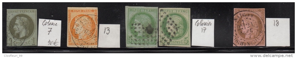 Anciens Timbres De Colonies, Issus Du Grenier. Nos 7, 13, 17, 18, 25, 26, 27 Etc. A Découvrir - Other & Unclassified