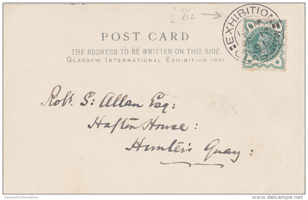 1901 UK Glasgow International Exhibition Pc H.Cassiers "On The Clyde" Shipping. Exh. Postmark - Expositions
