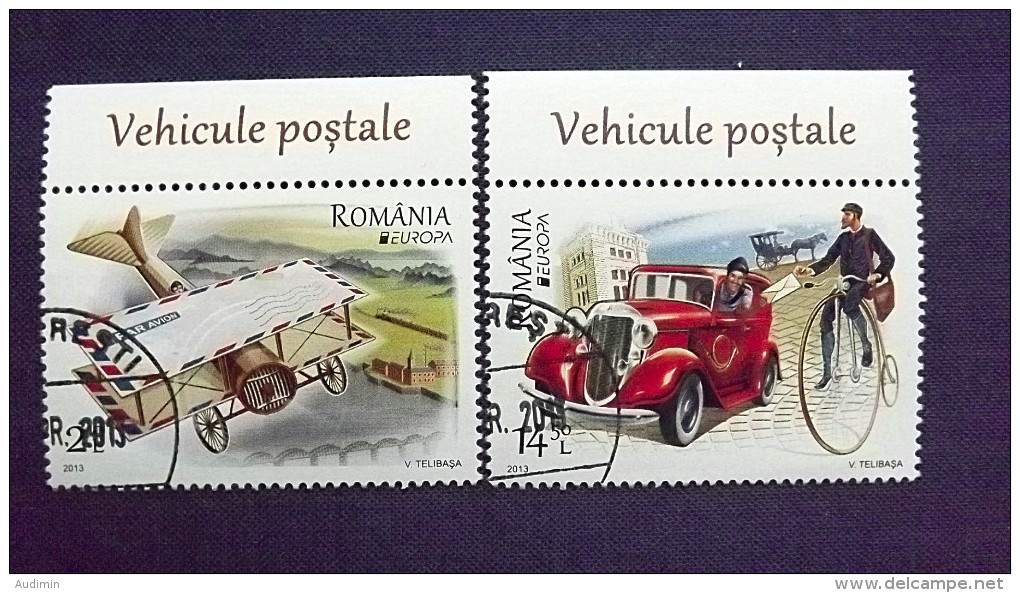 Rumänien 6705/6 Oo/ESST, EUROPA/CEPT 2013, Postfahrzeuge - Usati