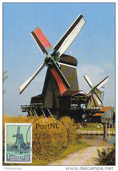 D20166 CARTE MAXIMUM CARD R FD 2013 NETHERLANDS - DUTCH MILL GEKROONDE POELENBURG - ZAANSE SCHANS ZAANDAM CP ORIGINAL - Moulins