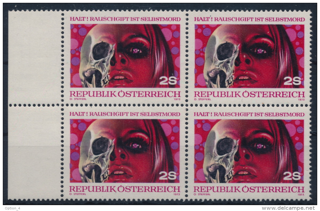 **Österreich Austria 1973 ANK 1441 Mi 1411 Block Of 4 Drogenmißbrauch No Drugs ! Jones MNH - Ungebraucht