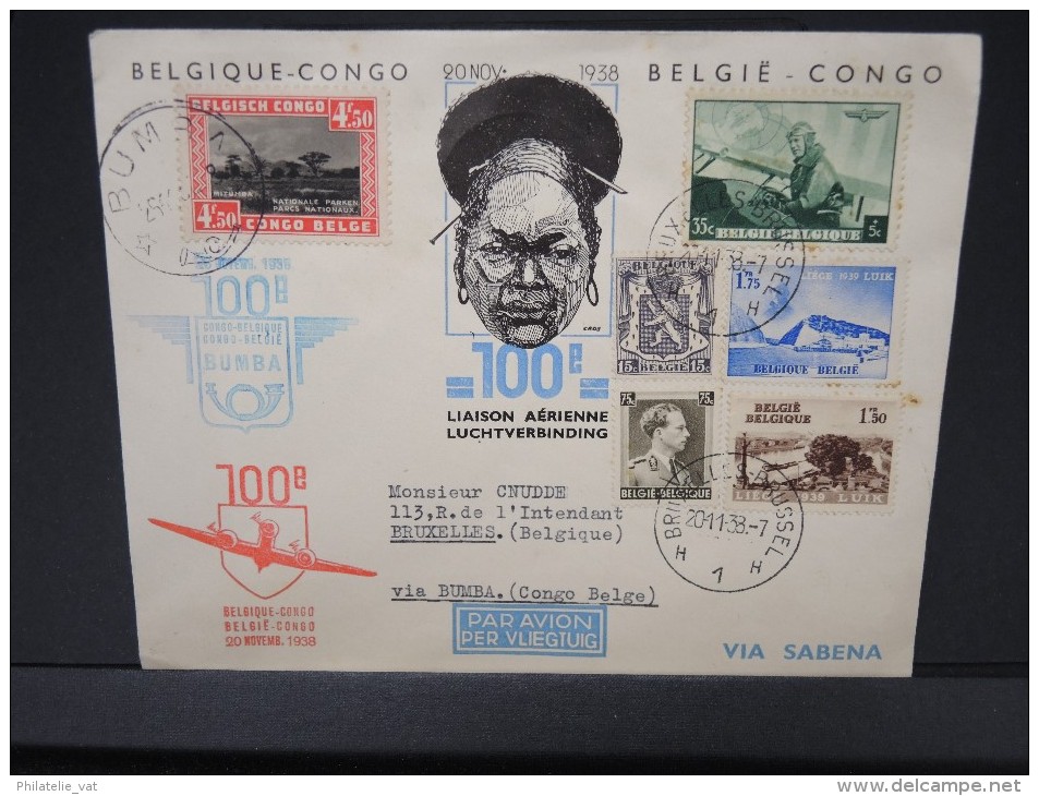 BELGIQUE-  LIAISON AERIENNE BELGIQUE /CONGO  EN 1938  AFF PLAISANT        A VOIR  LOT P3628 - Andere & Zonder Classificatie