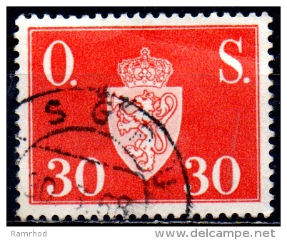 NORWAY 1951 Official - 30ore - Red FU - Oficiales
