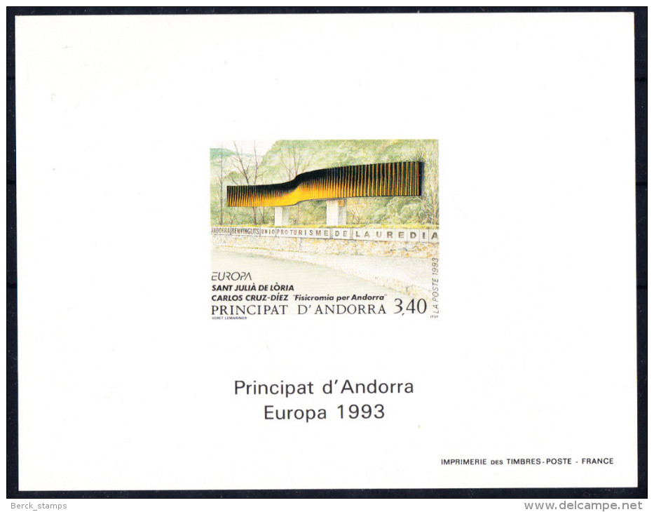 ANDORRE - N° 431 - Epreuve De Luxe - Europa 1993 - Oeuvre De Carlos Cruz-Diez. - Dessin Véret-Lemarinier.  &#xFEFF; - 1993