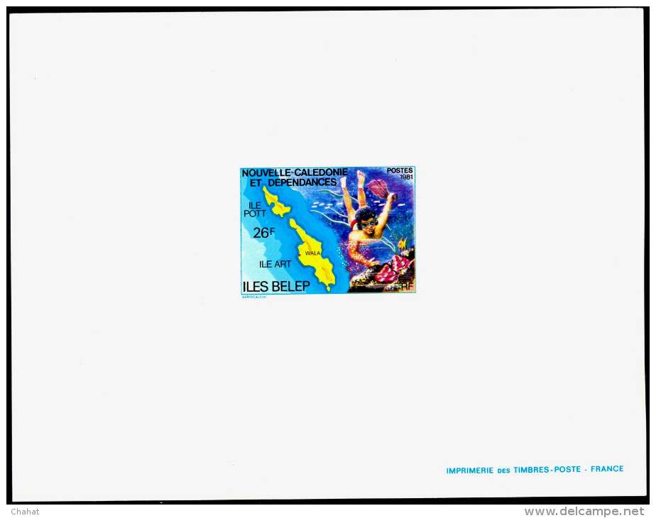 SPORTS-DEEP SEA DIVING-LAGOONS-NEW CALEDONIA-IMPERF DELUXE PROOF-MNH-SCARCE-DCN-105 - Tauchen