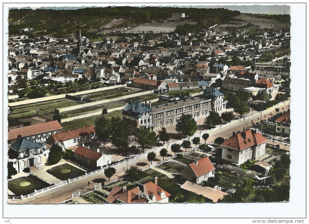 CPSM COLORISEE EN AVION AU DESSUS DE... LIMAY, VUE PANORAMIQUE AERIENNE, YVELINES 78 - Limay