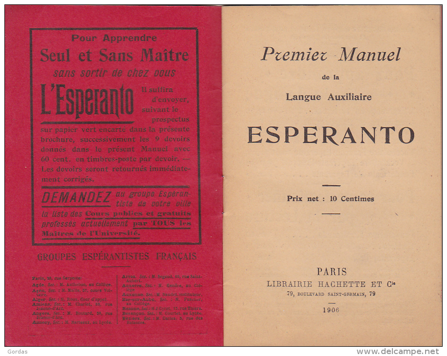 Esperanto - Premier Manuel - 1906 - Brochure - Esperanto