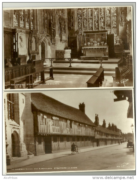 Angleterre  CPA Photo England  Stratford On Avon 3 Cartes Grammar School Almshouse Eglise Chancel Cottage - Sonstige & Ohne Zuordnung