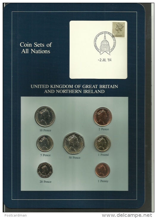 UNITED KINGDOM - Set Of 7 Uncirculated Coins - 1 Penny To 1 Pound - 1985 - Mint Sets & Proof Sets