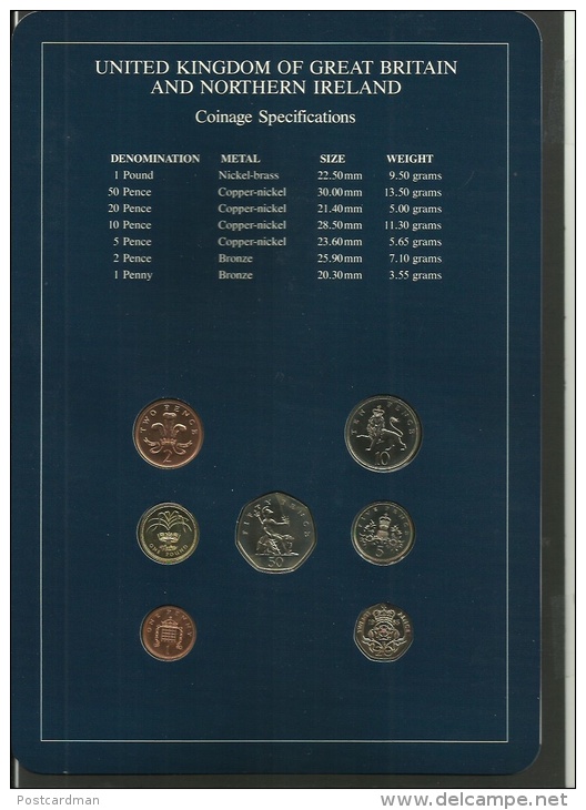 UNITED KINGDOM - Set Of 7 Uncirculated Coins - 1 Penny To 1 Pound - 1985 - Mint Sets & Proof Sets