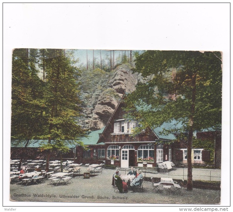 8354  GASTHAUS WALD-IDYLLE - UTTEWALDER GRUND ~ 1915 - Burgstädt