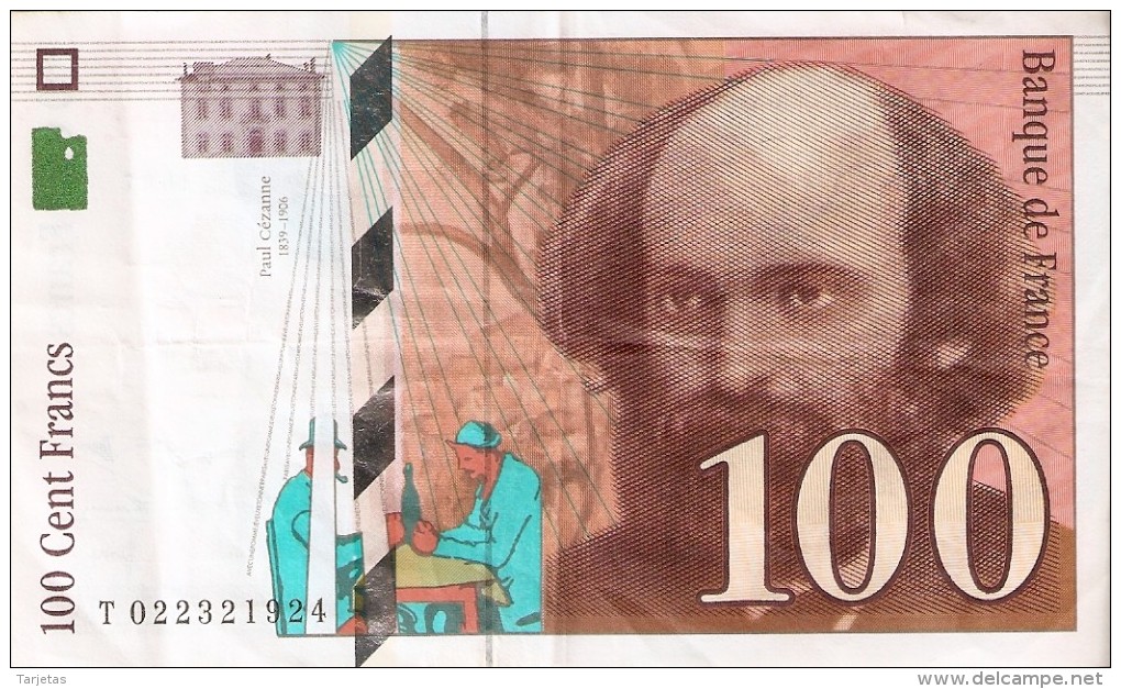 BILLETE DE FRANCIA DE 100 FRANCOS DEL AÑO 1997 DE CEZANNE SERIE T  (BANKNOTE) - 100 F 1997-1998 ''Cézanne''