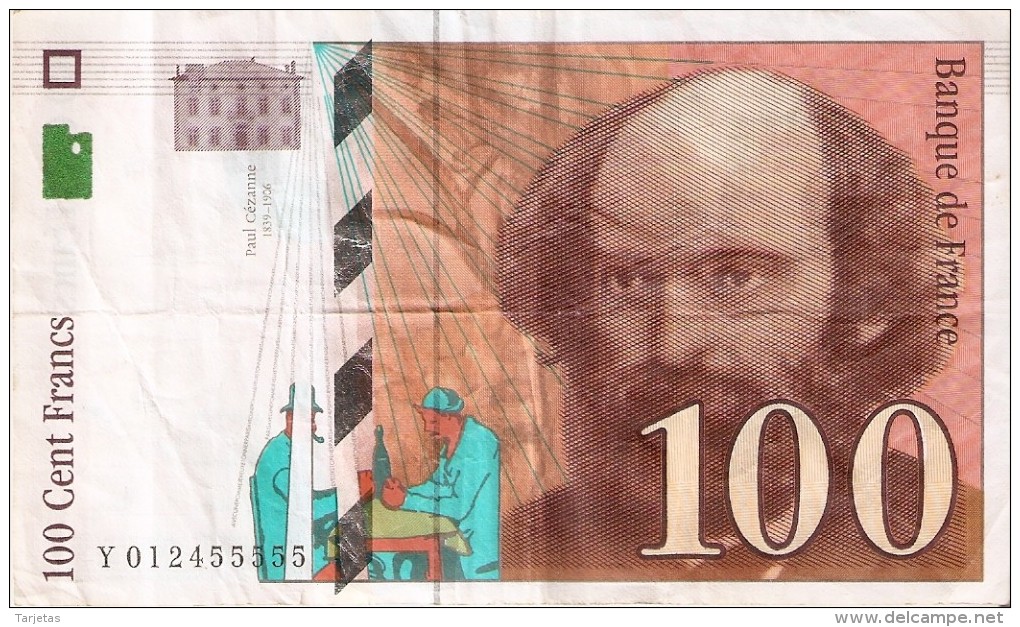 BILLETE DE FRANCIA DE 100 FRANCOS DEL AÑO 1997 DE CEZANNE SERIE Y  (BANKNOTE) - 100 F 1997-1998 ''Cézanne''