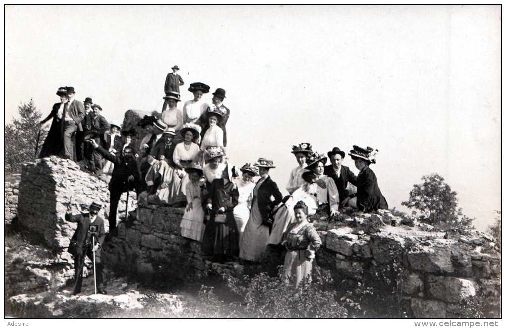 Ausflugsgruppe, Frauen Mit Schönen Hüten, Männer, Fotokarte Um 1910 - Fotografie