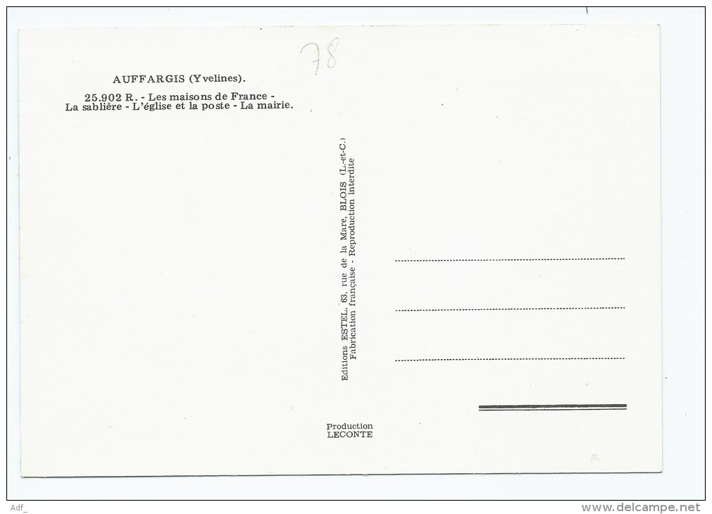 CP MULTIVUES AUFFARGIS, LES MAISONS DE FRANCE, LA SABLIERE, L'EGLISE ET LA POSTE, LA MAIRIE, YVELINES 78 - Auffargis