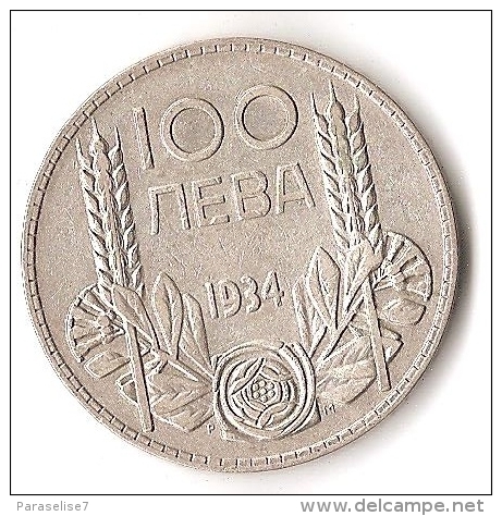 BULGARIE  100 LEVA  1934  ARGENT - Bulgarien