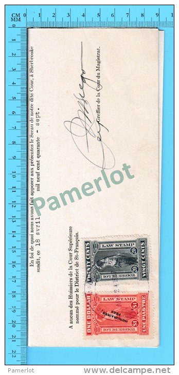 Timbre Taxe Sur Document 1939 ( Law Stamp QL #82, |#57 SurSommation, Sherbrooke P. Quebec ) - Fiscaux